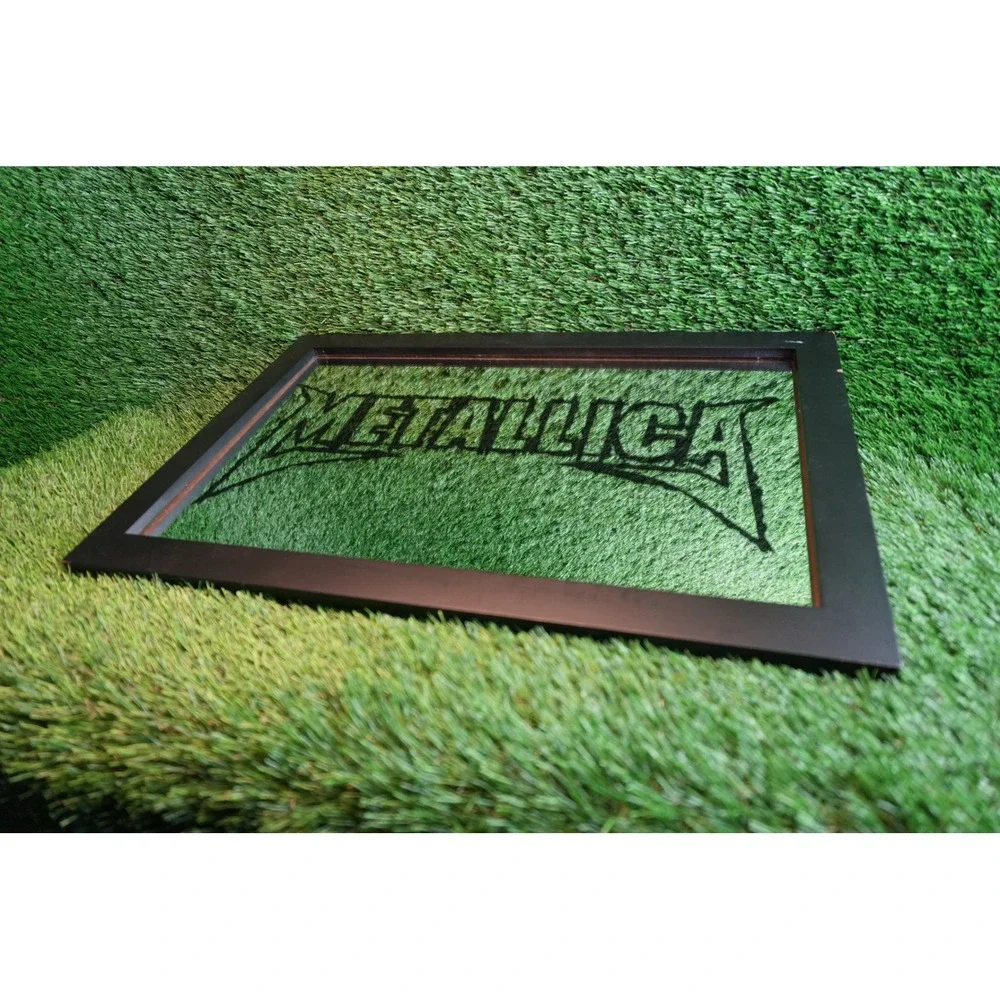 Metallica Logo Framed Wall Mirror Black Wood Frame Heavy Metal Band‎ Decor